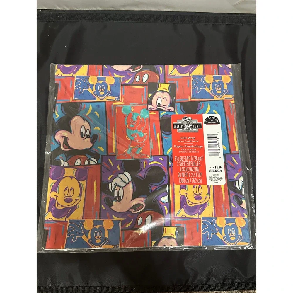 Vintage Disney Mickey Mouse Minnie Mouse Pop Art Gift Wrap Hallmark 2 Sheets
